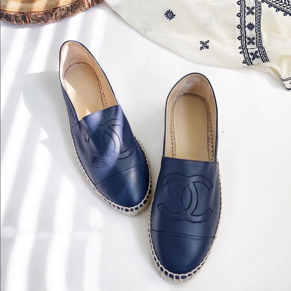 Chanel Blue Lambskin Espadrilles